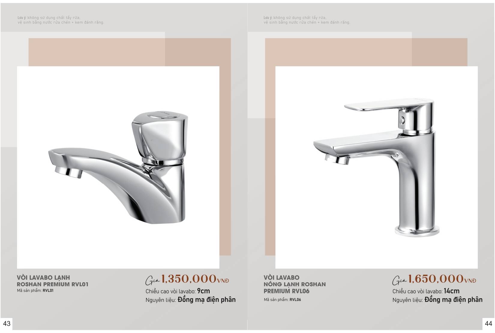 Sen vòi và phụ kiện phòng tắm ROSHAN Catalogue và Bảng giá mới nhất /Page 24 (Roshan RVL01 / RVL06)